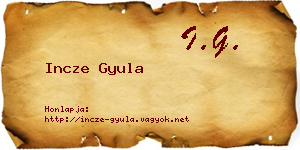 Incze Gyula névjegykártya